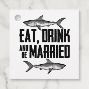 Eat, Drink and be Married Vintage Shark Wedding Favour Tags