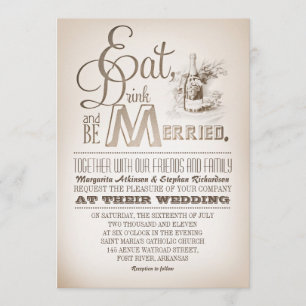 eat drink and be married vintage wedding invites