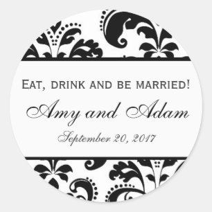 Eat, Drink, and be Married Wedding Classic Round Sticker