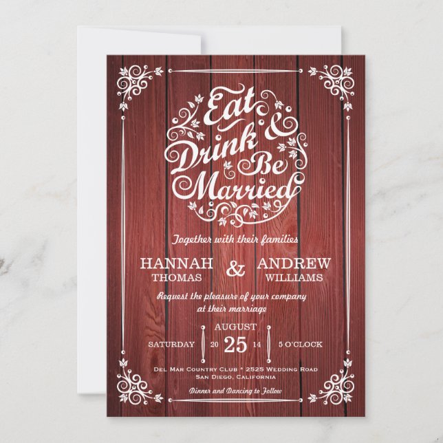 Eat Drink and Be Married Wedding Invitation (Front)