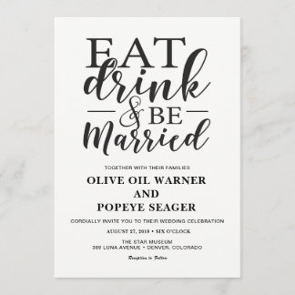 Eat Drink and Be Married Wedding Invitation
