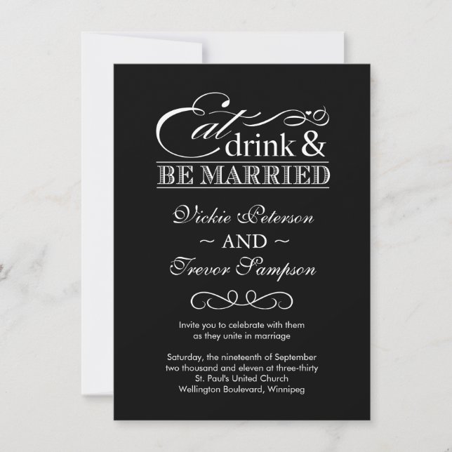 Eat Drink and Be Married Wedding Invitations (Front)
