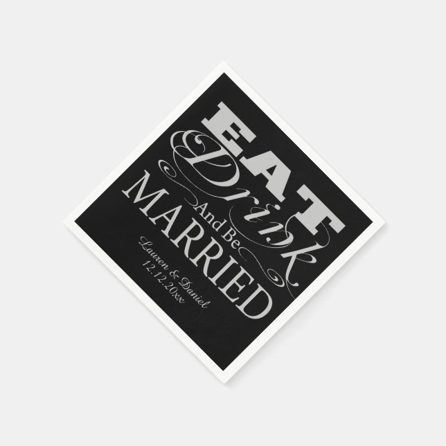 Eat Drink And Be Married Wedding Napkin (Corner)