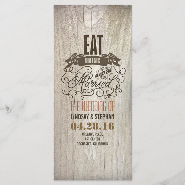 Eat drink and be married wedding programs (Front)