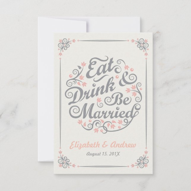 Eat Drink and Be Married Wedding R.S.V.P. RSVP Card (Front)