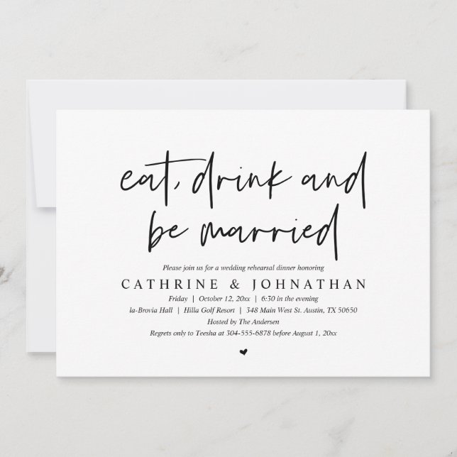 Eat, Drink and be Married Wedding Rehearsal Dinner Invitation (Front)