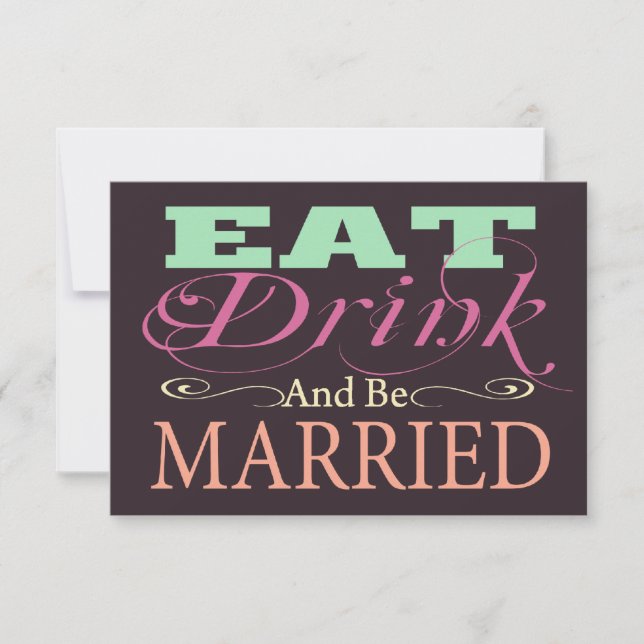 Eat Drink And Be Married Wedding RSVP (Front)