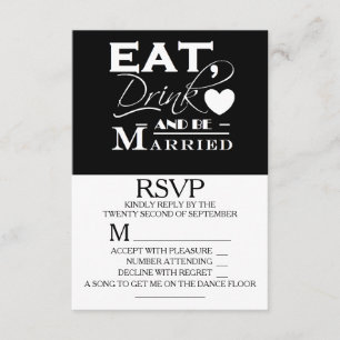 Eat Drink And Be Married Wedding RSVP Card