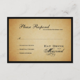 Eat Drink and be Married  Wedding rsvp Card