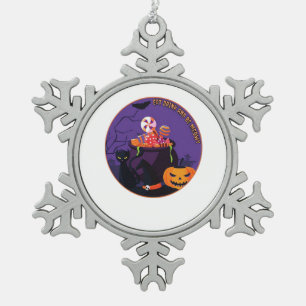 Eat Drink And Be Meowy Cute Casual Snowflake Pewter Christmas Ornament