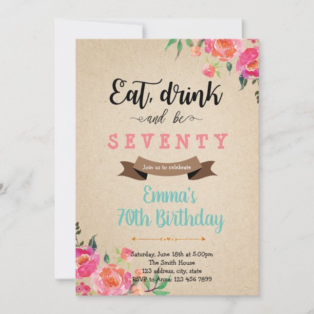 Eat drink and be merry adult birthday card (Front)