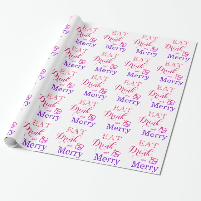 Eat Drink and be Merry - bee Wrapping Paper (Unrolled)