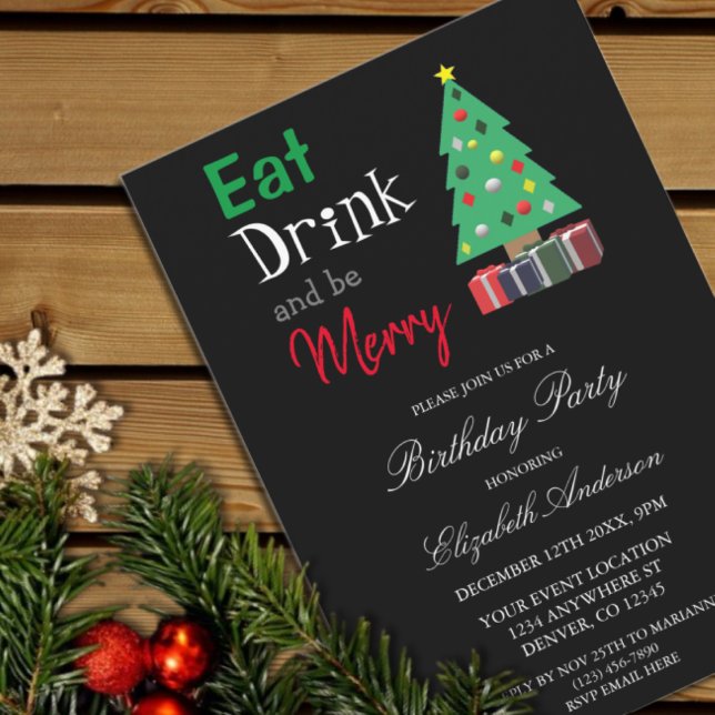 Eat Drink And Be Merry Birthday Invitation (Creator Uploaded)