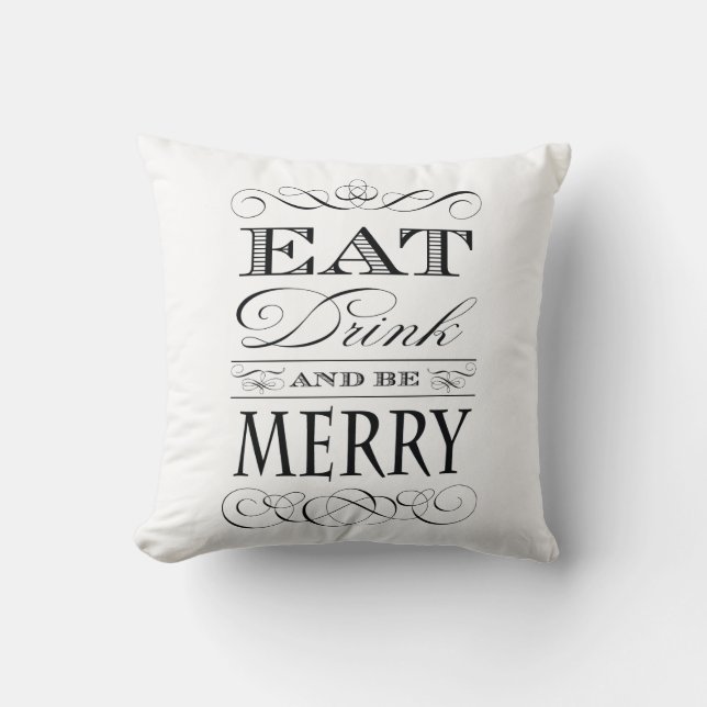 Eat Drink and Be Merry Christmas Cheer Cushion (Front)