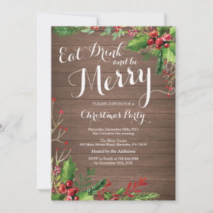 Eat Drink and Be Merry Christmas Party Invitation