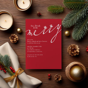 Eat, Drink, and Be Merry - Christmas Party Invitation