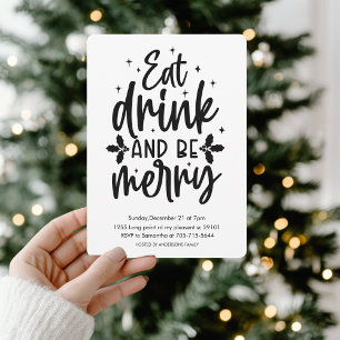 Eat Drink and Be Merry Christmas Party  Invitation