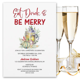 Eat Drink and Be Merry Christmas Party Invitation