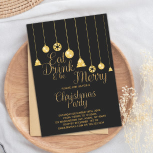 Eat Drink and Be Merry Christmas Party Invitation