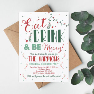 Eat Drink and Be Merry Christmas Party Invitation