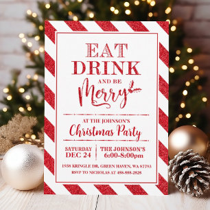 Eat, Drink and Be Merry Christmas Party Invitation