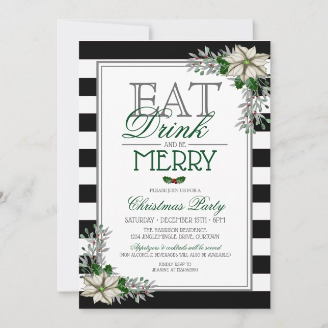 Eat Drink and be Merry Christmas Party Invitation (Front)