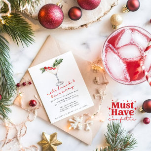 Eat, Drink and Be Merry Christmas Party Potluck Holiday Card