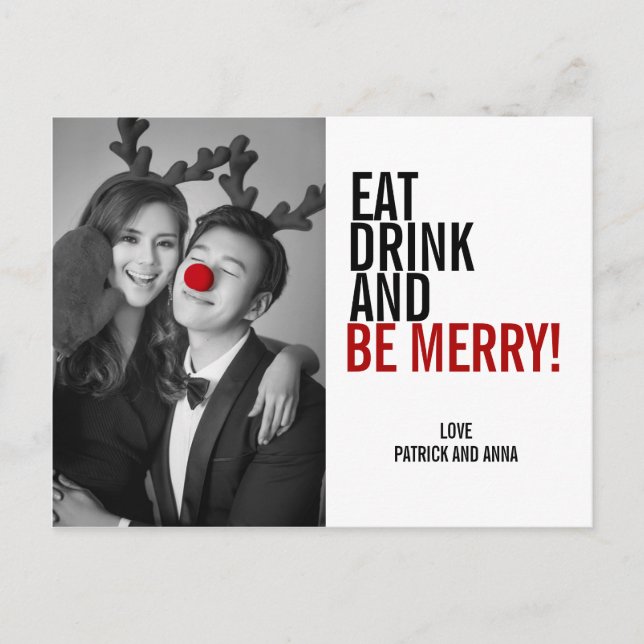Eat Drink and Be Merry Christmas Photo Postcard (Front)