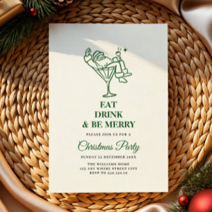 Eat Drink and Be Merry classic christmas Invitation