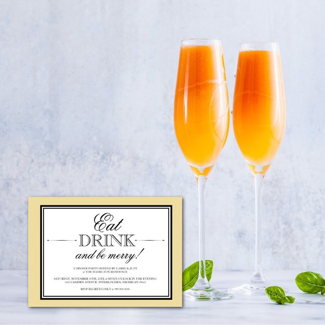 Eat, Drink and Be Merry Dinner Party Invitation (Creator Uploaded)