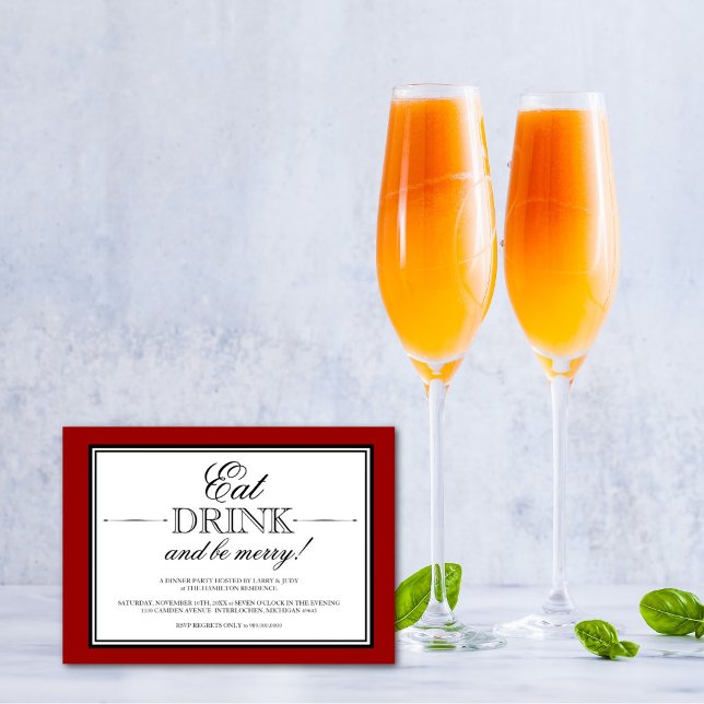 Eat, Drink and Be Merry Dinner Party Invitation (Creator Uploaded)