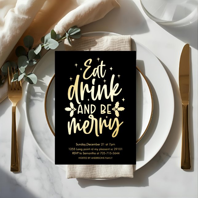 Eat Drink and Be Merry Gold Foil Christmas Party (Creator Uploaded)