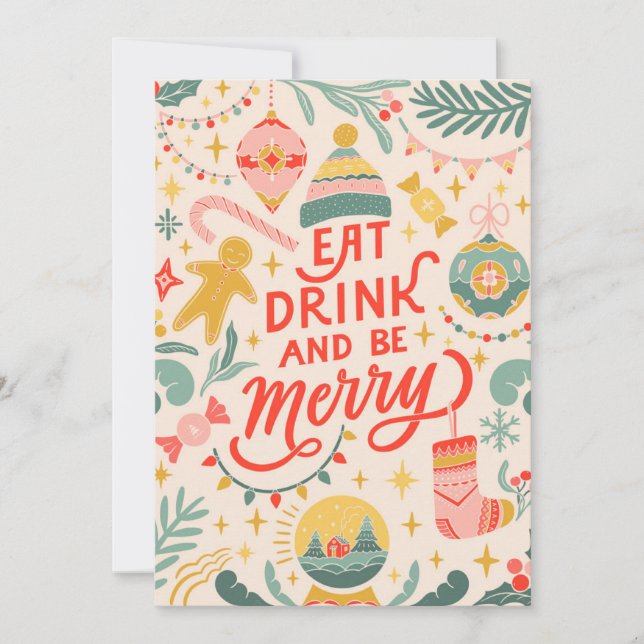 Eat, Drink, and Be Merry Holiday Card (Front)