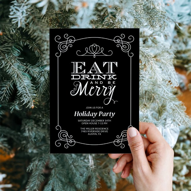 Eat Drink and Be Merry Holiday Party Invitation (Creator Uploaded)