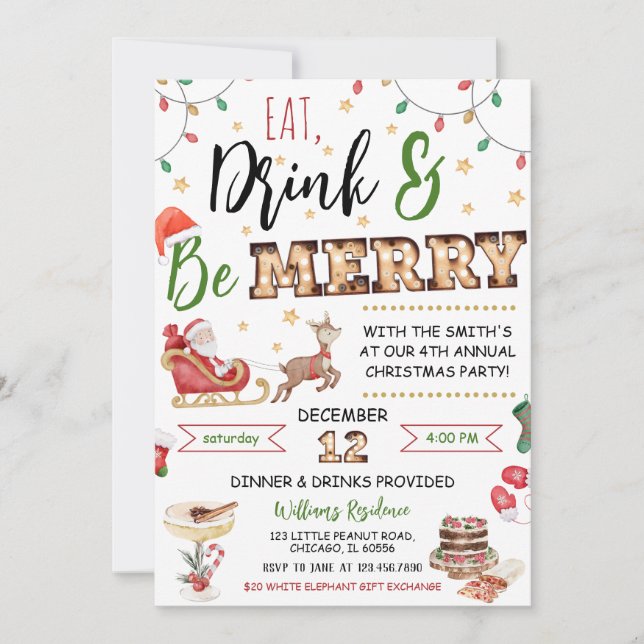 Eat Drink and Be Merry  Invitation (Front)