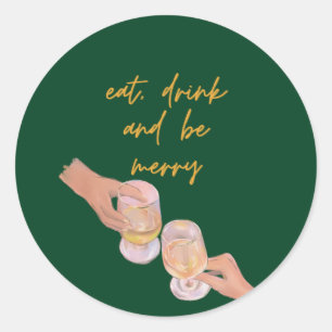 Eat, Drink and be Merry, Merry, Christmas, Retro Classic Round Sticker
