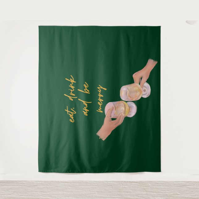 Eat, Drink and be Merry, Merry, Christmas, Retro Tapestry (Front)