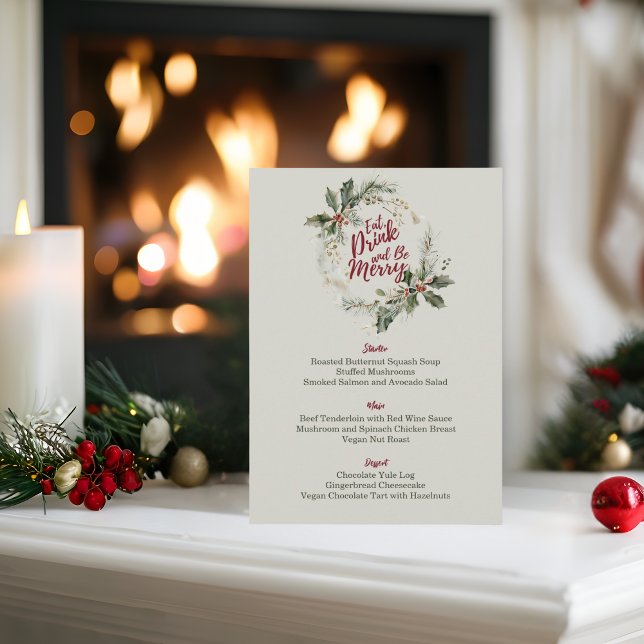 Eat, Drink, and Be Merry Modern Christmas Menu (Creator Uploaded)