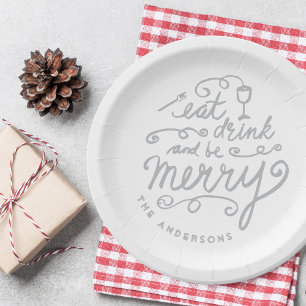 Eat Drink and be Merry Personalised Christmas Paper Plate