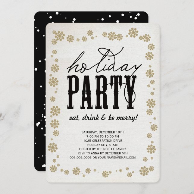 Eat Drink and Be Merry Rustic Holiday Party Invite (Front/Back)