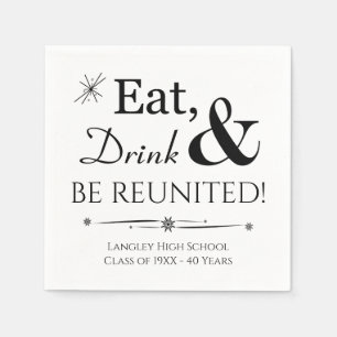 Eat Drink and Be Reunited Retro Class Reunion Napkin