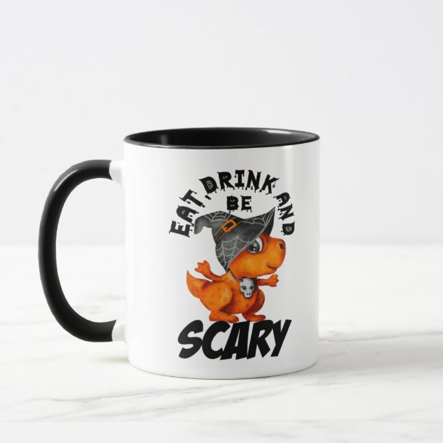 Eat Drink And Be Scared Funny Quote Mug (Left)