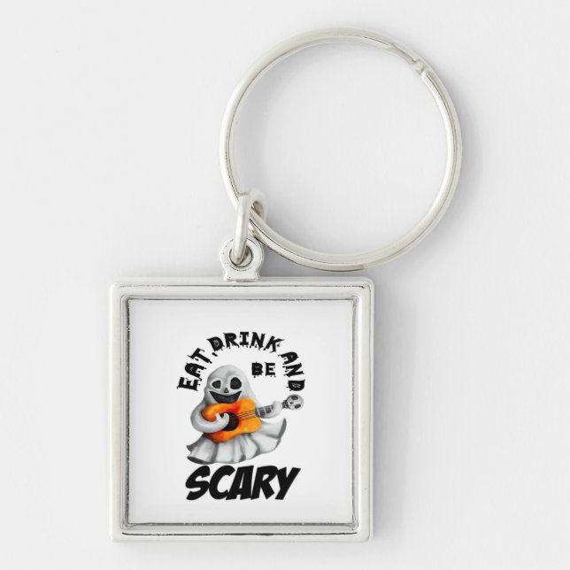 Eat Drink And Be Scared Minimal Clean Key Ring (Front)