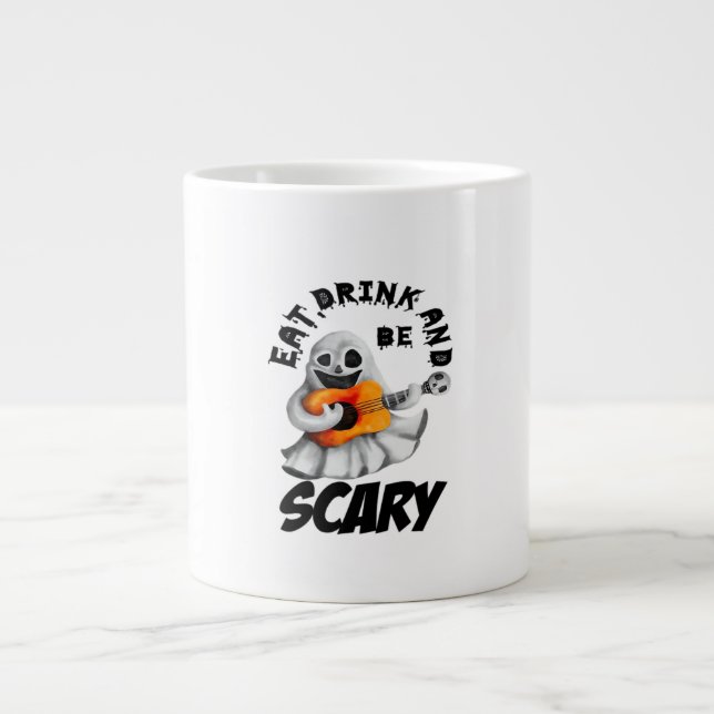 Eat Drink And Be Scared Minimal Clean Large Coffee Mug (Front)