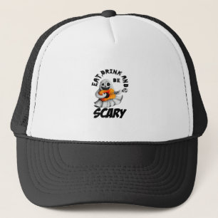 Eat Drink And Be Scared Minimal Clean Trucker Hat
