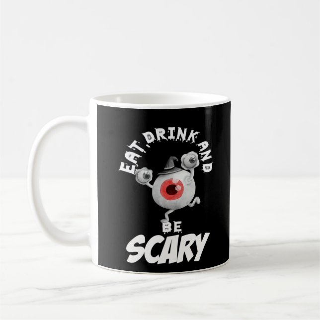 Eat Drink And Be Scared Retro Classic Coffee Mug (Left)