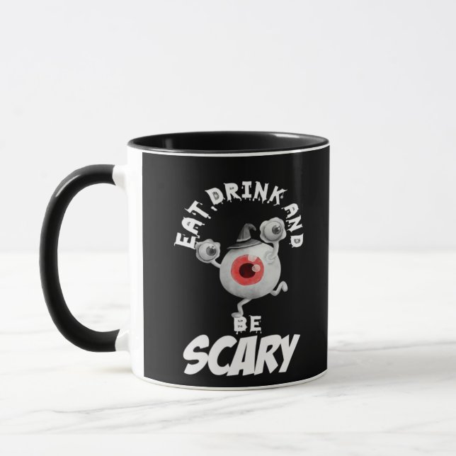 Eat Drink And Be Scared Retro Classic Mug (Left)