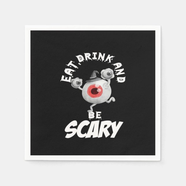Eat Drink And Be Scared Retro Classic Napkin (Front)