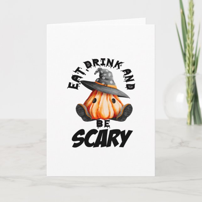 Eat Drink And Be Scared Retro Cool Card (Front)