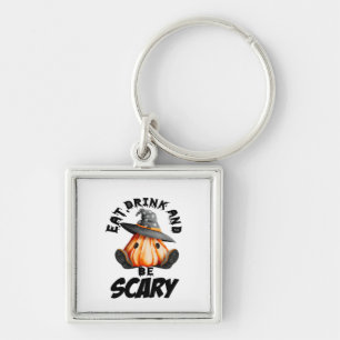 Eat Drink And Be Scared Retro Cool Key Ring